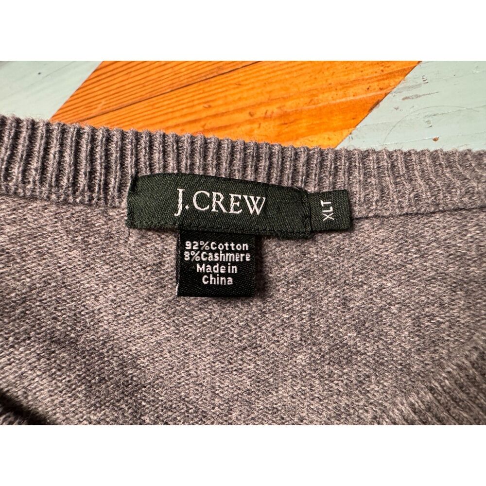 J.Crew Gray Cotton Cashmere V Neck Women’s Sweater XLT Lightweight Knit - Picture 3 of 7